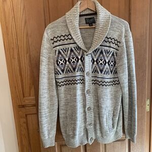 Retrofit Sweater Men's XL Cardigan Buttons Gray Long Sleeve